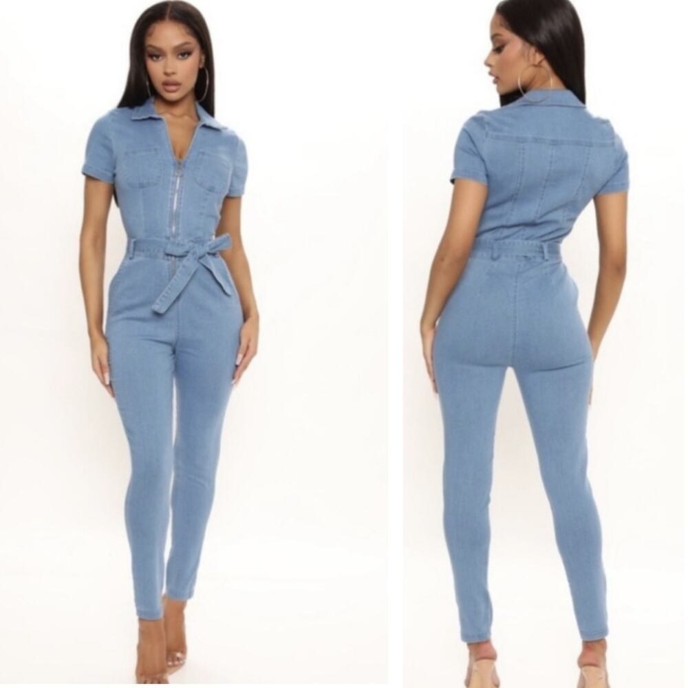 90's Retro Utility Vibe Denim Jumpsuit Women's Size Large